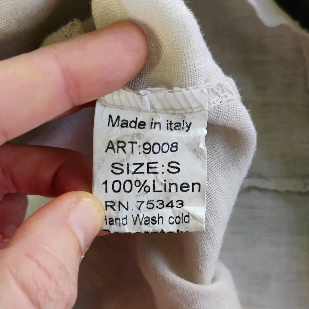 Blu Orchid Italy Linen Dress Beige‎ Womens Small Pockets Minimalist Coastal